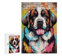 300 PCS Puzzles pour Adultes Saint Bernard Dog Graffiti Analyse Et Logique du Jeu De Puzzle Familial Interaction Parent-Enfant 300 PCS