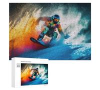 300 PCS Puzzles pour Adultes Snowboarder in Action Colorful Motion Blur Puzzle Anti-Stress, Jouet Cadeau pour Femmes, Difficile Et Stimulant 300 PCS