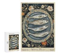 300 PCS Puzzles pour Adultes William Morris Sardines Kitchen Floral Puzzles pour Adultes, Jouet, Décoration Murale, mais Amusant Et Humoristique, Interaction Parent-Enfant 300 PCS