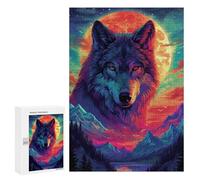 300 PCS Puzzles pour Adultes Wolf Moonlit Wilderness-1 Puzzle pour Adolescents Cadeau d'anniversaire Difficile Et Stimulant Cadeaux d'anniversaire Et De Noël Uniques 300 PCS