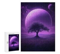 300 PCS Puzzles Purple Moonlit Tree Landscape Puzzles pour Adultes Améliorent La Mémoire Défi Éducatif Jouets Jeux Éducatifs 300 PCS