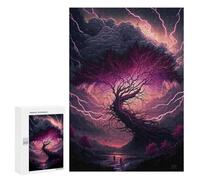 300 PCS Puzzles Thunderstorm Tree Landscape -1 Puzzles pour Adolescents Découpe De Précision Activités Amusantes À La Maison Jeu Stimulant Et Jeux en Famille 300 PCS
