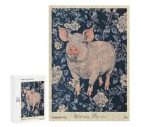 300 PCS Puzzles William Morris Pig Floral Puzzles pour Adultes Jeux Amusants Décoration Parfaite Cadeaux Uniques pour Anniversaire Et Noël 300 PCS