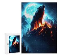 300 PCS Puzzles Wolf Howling at Full Moon-1 Puzzles pour Adolescents : Amusants Et Humoristiques ! Chaque Pièce Est Unique - Jouets Éducatifs