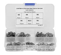 300 pcs Rondelles Verrouiller Étoile Rondelle Assortiment en Acier Inoxydable M2.5 M3 M4 M5 M6 M8 Externe Dentée Vis Écrou Plat Joint Joint Outil De Fixation