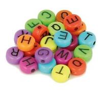 Perles alphabet Rondes - Multicolore à écriture noir - 7 mm - 300 pcs environ Multicolore