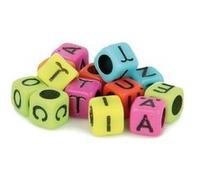 300 perles carrées Alphabet 6 mm - couleurs fluos Multicolore G