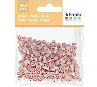 300 Perles Dia. 7 mm Blanc + Coeur Rouge Marque Craft Consortium