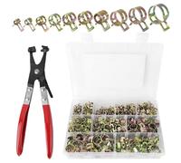 300 Pièces Assortiment de Colliers de Serrage Ensemble, Avec Pince a Collier Durite, 10 Tailles 5-18 mm Colliers Serrage, pour Tuyau, Carburant, Silicone, Collier de Serrage Tuyau à Vide (Rouge)