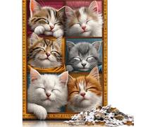 300 pièces Chatons endormis - Puzzle carré en Bois créatif pour Adultes, Jeu Anti-Stress et Cadeau de Noël Unique - 300 pièces (40 x 28 cm)