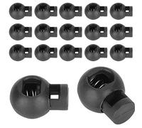 300 Pièces Cordon Serrures Fin Ressort Arrêt Bascule Bouchons en Forme de Boule Cordon S'arrête en Plastique Ressort Attache Cordon Serrure pour Cordon Lacets Sacs(noir)