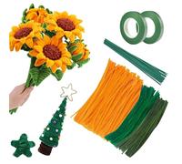 300 Pièces Cure Pipe,Fils Chenilles Loisirs Creatifs Nettoyeur de Pipe Bricoler Cure Flower,pour Artisanat Bricolage Créatif Fait la Main Enfants Fête Noël (Tournesol)