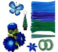 300 Pièces Cure Pipe,Fils Chenilles Loisirs Creatifs Nettoyeur de Pipe Bricoler Cure Pipes Vert Violet Flower,pour Artisanat Bricolage Créatif Fait la Main Enfants Fête Noël(Tulipe)