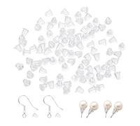 300 Pièces de bouchons d'oreille en silicone transparent, Bouchon pour Boucle d'oreille Transparent,boucles de sécurité pour boucle d'oreille (taille 4 * 4 mm)