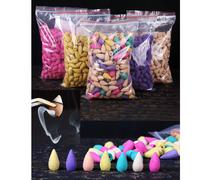300 pièces de cônes d'encens à reflux 100% artisanaux aux senteurs naturelles, cascades d'encens rose, tulipe, jasmin, lavande rose pour un brûleur d'encens à reflux. Cadeau naturel pour la méditation
