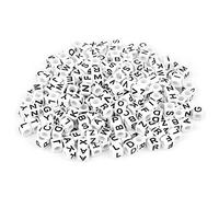300 pièces de perles de lettres, cubes blancs en acrylique, perles de l'alphabet de A à Z mélangées pour la fabrication de bijoux, bracelets, colliers, porte-clés, accessoires de