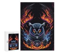 300 pièces de puzzle pour adolescents Owl Flaming Owl Artwork - 3 puzzles pour adultes : analyse des jeux familiaux et défi d'apprentissage logique 300 pièces