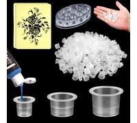 300 Pièces Encre Tatouage Cup, Tattoo Ink Encre Cup avec Des Supports De Coupes et 2 Peau Synthétique Tatouage, Petits et Moyens et Grands Par 100, Caps Tattoo Materiel Tatouage pour Maquillage