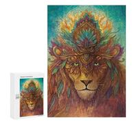 300 pièces énigmes pour adolescents Enchanté Lion Mandala Art Print Puzzles pour adolescents : jeux de détente, cadeaux amusants et humoristiques pour réduire le stress 300 pièces