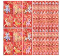 300 Pièces Hongbao Chinois 2026 Année du Cheval, 50 Enveloppes | Motifs Cheval, Format Compact pour Dons D'argenté, Lot Festif pour Nouvel An Lunaire et Mariages