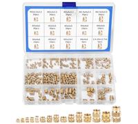 300 Pièces Insert Fileté, Écrous Filetés M2/M2.5/M3/M4/M5/M6, Insert Fileté Laiton Femelle avec Filetage Interne, Filetées Insert Moleté Laiton pour Injection Moulage Impression 3D