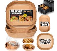 300 Pièces Papier Cuisson Air Fryer pour Philips Dual Panier Airfryer Série 3000 9L(6L/3L), Série 5000 9L(6L/3L), Papier Air Fryer pour Philips NA350/00, NA550/00, NA353/10, Cookwise 9L