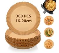 300 Pièces Papier Sulfurisé Rond pour Air Fryer, 16 cm Cuisson Paper Liner, Food-Grade BPA gratuit, Papier Parchemin Accessoires pour Friteuse Sans Huile 3-4.5L