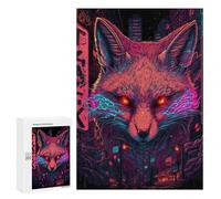 300 pièces pour adolescents Cyberfox Neon Cityscape-1 puzzle adulte jeu de pensée, entraînement de la mémoire, interaction parent-enfant, 300 pièces