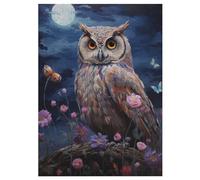 300 Pièces Puzzle Animal Hibou pour Adultes Et Adolescents Enfants Puzzles sur Planche De Bois Cadeau 42×30cm