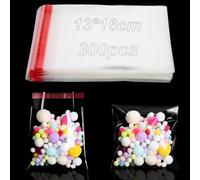 300 Pièces Sacs en Sachet Emballage Transparent Biscuit en Moyen Auto-adhésifs Cellophane Transparents 13 x 16 cm Sacs OPP Sachet Emballage pour Biscuits Bonbons Chocolat Bijoux Boucles d'oreilles