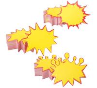 300 Pièces Signes de Starburst, 10 x 11 cm Fluorescents Blanko Verkaufsschilde, panneau de vente au détail, étiquette de carte de prix publicitaire, pour la promotion des ventes, marché aux puces