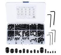 300 Pièces Vis Sans Tête Hexagonale, M2.5/M3/M4/M5/M6/M8 Vis Filetée Internes, Assortiment Kit de Fixations Vis Pointeau pour Poignées de Porte, avec llen - Noir