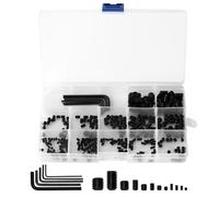 300 PiècesVis Sans Tête, M3 M4 M5 M6 M8 Vis Poignée de Porte, Vis Poignées de Portes à Hexagonale Noires, Visserie à Tête Hexagonale pour Visser Pointeau Poignées de Portes, avec Clés