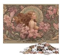 300 Puzzles carrés créatifs de Style Art Nouveau et élégance Florale pour Adultes, Puzzles en Bois, Jeux de défi Uniques, 300 pièces (40 x 28 cm)
