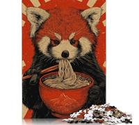 300 Puzzles en Bois « Festin de Nouilles du Panda Roux » pour Adultes et Adolescents, Jeux familiaux, Cadeaux de Noël, 300 pièces (40 x 28 cm)