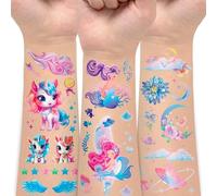 300 styles de tatouages de papillon à paillettes pour les enfants, tatouages de sirènes pour les enfants filles, paillettes de maquillage papillon fée Favors accessoires (24 feuilles)