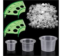300 Tattoo Ink Caps With 2 Cups Holders-100 Petits 100 Moyens 100 Grands Gobelets D'encre De Tatouage + 2 Porte-Gobelets Pour Encre De Tatouage, Capuchon De Conteneur Maquillage Permanent