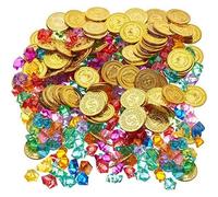 300 Trésors Pirates (150 Diamants & 150 Pièces Or) - Coffre au Trésor, Jouets Anniversaire