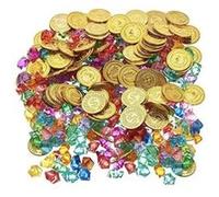300 Trésors Pirates (150 Diamants & 150 Pièces Or) - Coffre au Trésor, Jouets Anniversaire