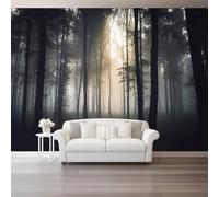 300 x 210 cm Papier Peint intissé Noir Mystérieux Sombre Jungle Papier Peint Photo Panoramique, Poster Geant Mural Personnalisé, pour Salon Cuisines Chambre Décor Murale