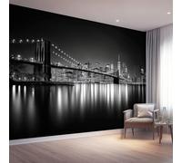 300 x 210 cm Papier Peint PanoramiquePont Noir Pont De Brooklyn Moderne Fresque Murale, Papier Peint Intissé pour Salon, Chambre, Décor Fond TV