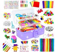 3000 Activites Manuelles pour Enfants Bricolage Enfants Kits de Loisirs Créatifs Boîte de Bricolage à 3 Niveaux avec Pipe Cleaners pour Enfants de 4-6, 6-8, 8-12 ans Cadeaux pour Filles Garçons,Violet