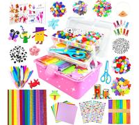 3000 Activites Manuelles pour Enfants Kit Bricolage Enfant Boîte bricolage Pipe Cleaners pour Enfants de 4-6 6-8 8-12 ans Activite Enfant Ensemble de Matériel Jouet Cadeau pour Filles Garçons,Rouge