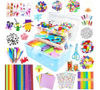 3000 Activites Manuelles pour Enfants Kit Bricolage Enfant Boîte bricolage Pipe Cleaners pour Enfants de 4-6 6-8 8-12 ans Activite Enfant Ensemble de Matériel Jouet Cadeau pour Filles Garçons, Bleu