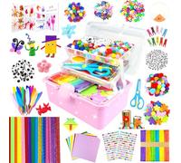 3000 Activites Manuelles pour Enfants Kit Bricolage Enfant Boîte bricolage Pipe Cleaners pour Enfants de 4-6 6-8 8-12 ans Activite Enfant Ensemble de Matériel Jouet Cadeau pour Filles Garçons, Rose