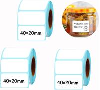 3000 Étiquettes Thermiques Rouleau 3 Rouleaux 40 * 20mm Étiquettes Adhésives Code Barres, Imprimables Autocollantes Etiquettes Blanches Multi-Usages Pour Le Bureau, La Cuisine, Les Bocaux