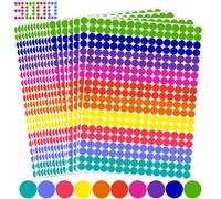 3000 Pcs Gommettes Autocollantes Rondes, 12mm Couleur Codage Étiquettes Pastille Autocollante Ronde, Gommettes Rondes Multicolore pour Calendriers Fournitures de Bureau Ecole Famille-10 Couleurs