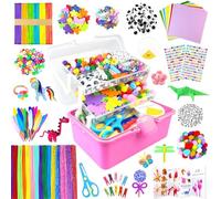 3000 Pièces Activites Manuelles pour Enfants, Boîte Bricolage Portable à 3 Niveaux avec Pipe Cleaners, DIY Activité Manuelle Kits de Loisirs Créatifs Cadeaux pour Enfants Filles Garçons 4-8, 8-12