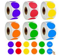 3000 Pièces Gommettes Rondes Couleur 25mm Gomettes Autocollantes Etiquettes Pastille Autocollante Rond pour Bureau Famille École Dot Sticker 6 Rouleau