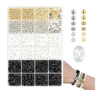 3000 Pièces Set Perle pour Bracelet et Rondes Argile Polymère(Avec Corde)